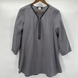 Yushi Top Womens Medium Shirt Tunic Lagenlook Crinkle T‎ Y2K Asymmetrical